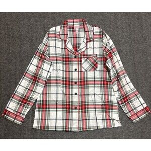 Stars Above Women’s Sleepwear Top Blouse Long Sleeve Plaid White Small